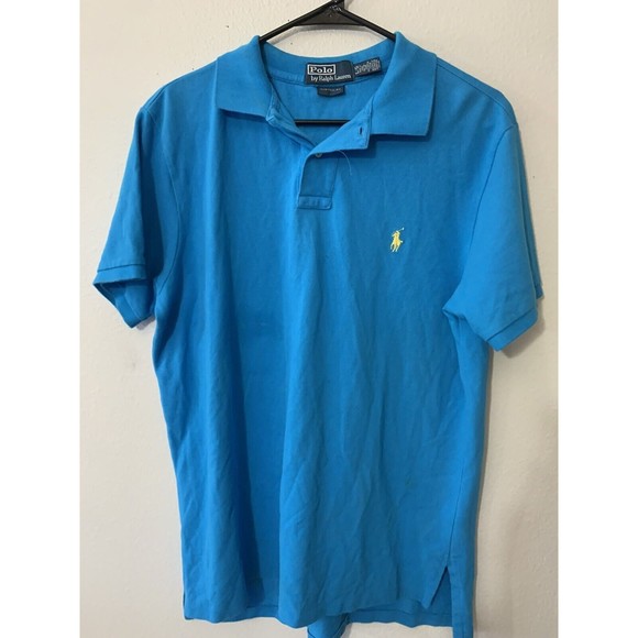 Polo Ralph Lauren Polo Shirt Mens Sz Large Custom Fit Blue TURQOISE Teal Logo - Picture 1 of 6